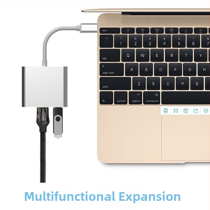 Type-C na HDMI konvertor s USB výstupom, 4K podpora
