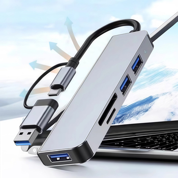 Type-C 3.0 päť v jednom docking hub s čítačkou SD a TF kariet pre notebook a telefón