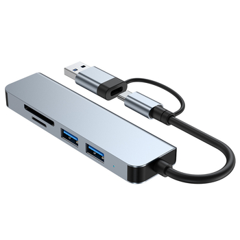 Type-C 3.0 päť v jednom docking hub s čítačkou SD a TF kariet pre notebook a telefón