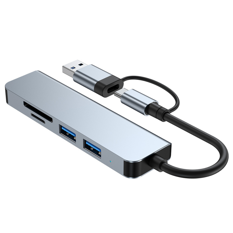 Type-C 3.0 päť v jednom docking hub s čítačkou SD a TF kariet pre notebook a telefón