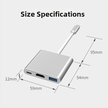 Dokovacia stanica D01: Type-C na HDMI 3-v-1 konvertor, 3-portový hub, bez externého napájania