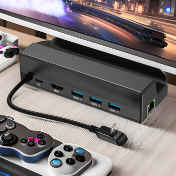 Steam Deck rozširujúca dokovacia stanica: Type-C, USB 3.0, gigabit Ethernet, šestportová základná stanica s externým napájaním