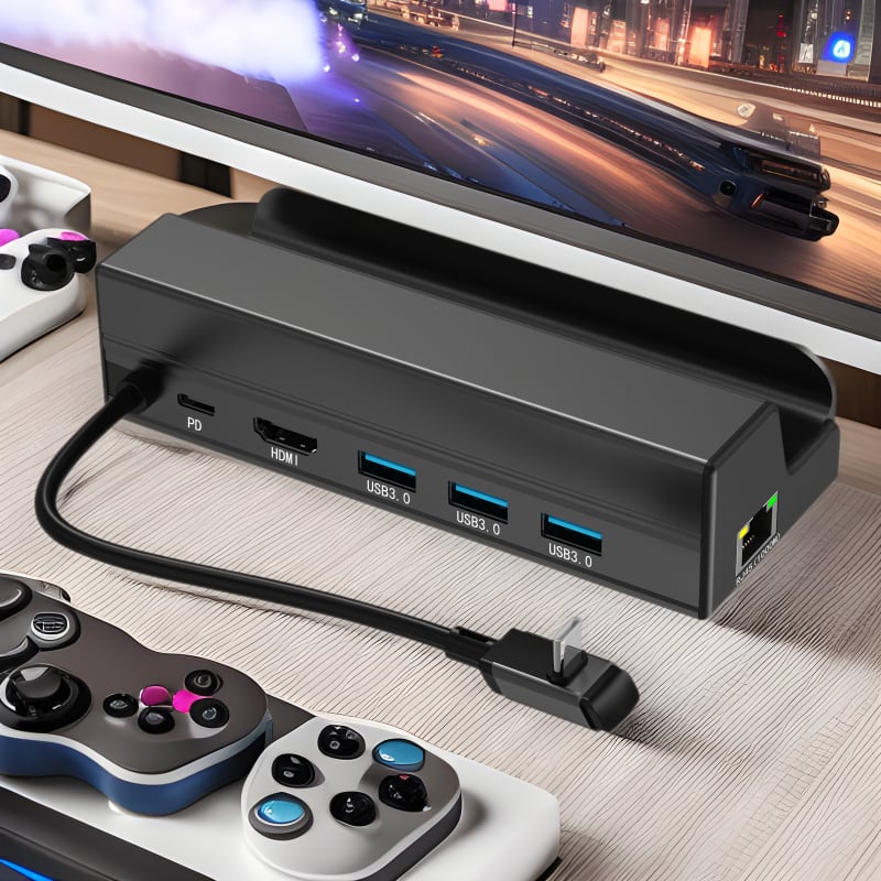 Steam Deck rozširujúca dokovacia stanica: Type-C, USB 3.0, gigabit Ethernet, šestportová základná stanica s externým napájaním