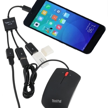 OTG USB-C hub kábel, 50 cm, 1–3 portov, bez externého napájania, Hyatt Technology