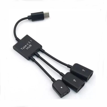 OTG USB-C hub kábel, 50 cm, 1–3 portov, bez externého napájania, Hyatt Technology
