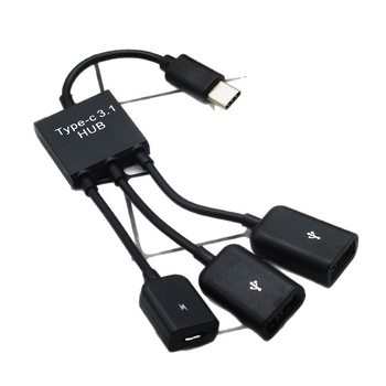 OTG USB-C hub kábel, 50 cm, 1–3 portov, bez externého napájania, Hyatt Technology