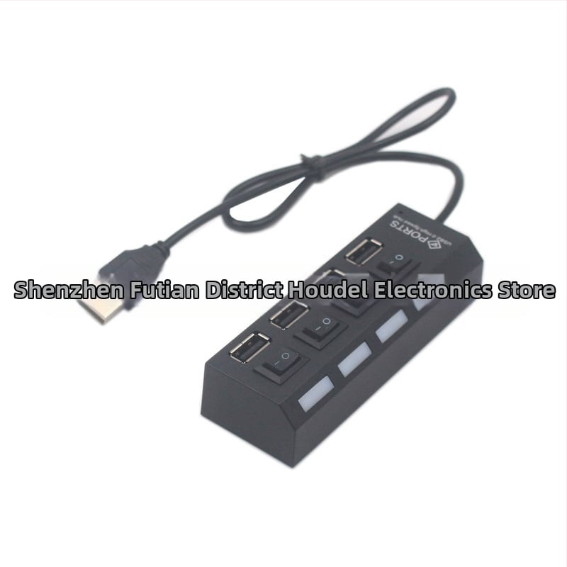 4-portový USB hub s nezávislým prepínačom a LED, USB 2.0, 480 Mbps, napájaný cez USB