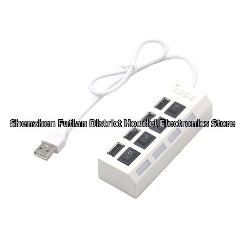 4-portový USB hub s nezávislým prepínačom a LED, USB 2.0, 480 Mbps, napájaný cez USB