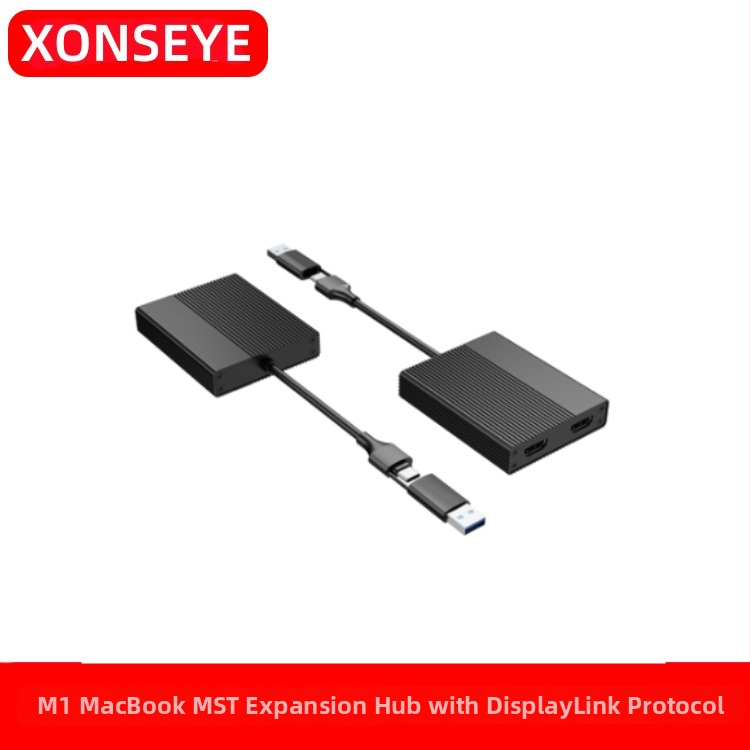 XONSEYE XC-L51 MST dokovacia stanica s USB-A/USB-C rozšírením, podporuje tri displeje cez DisplayLink, kompatibilná s M1 MacBook
