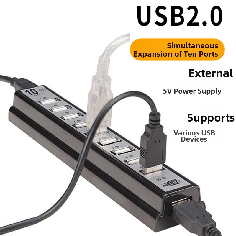 RB15 USB 2.0 hub s 10-portovým externým napájaním, 480 Mbps