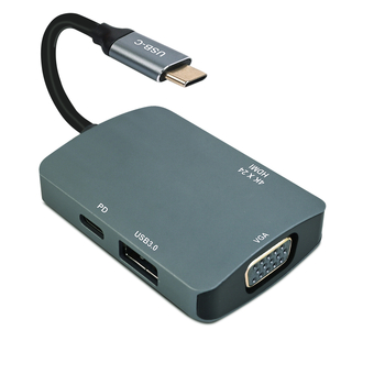 Adaptor USB Type-C 4 în 1 pentru laptopuri și tablete – 5 Gbps, model 8107, cititor de carduri