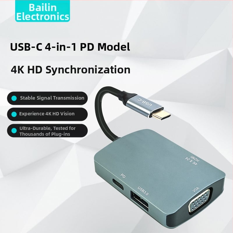 Type-C USB 4 v 1 adaptér pre notebooky a tablety – 5 Gbps, model 8107, čítačka kariet