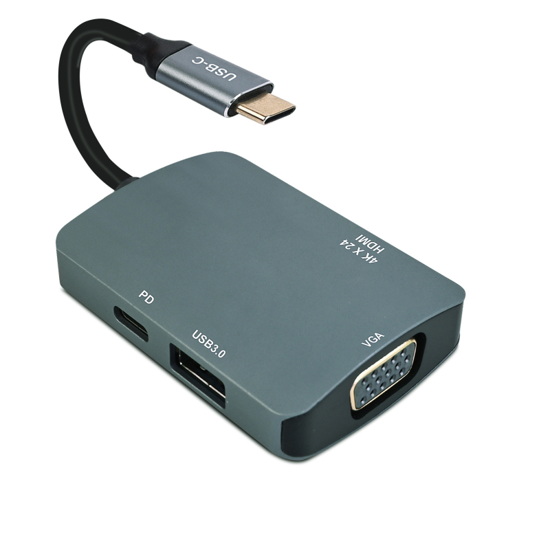 Adaptor USB Type-C 4 în 1 pentru laptopuri și tablete – 5 Gbps, model 8107, cititor de carduri