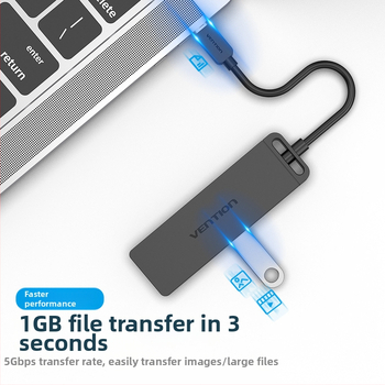 Weixun USB-C 3.0 rozšírenie a 4-portový hub pre notebooky, Type-C adaptér