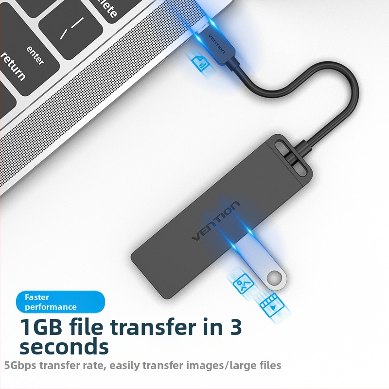 Weixun USB-C 3.0 rozšírenie a 4-portový hub pre notebooky, Type-C adaptér