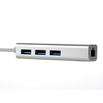 USB-C 3.0 hub s Ethernetom, 4-portový splitter, USB 3.0 rozhranie, 10/100 Mbps, model YCM-WK-05