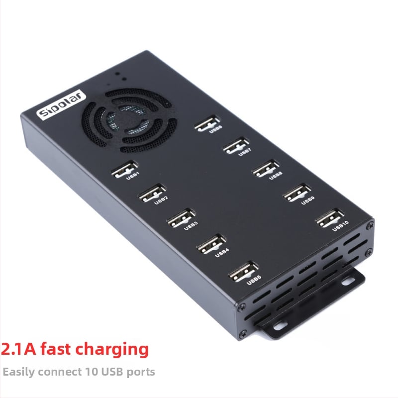 A-400 USB 2.0 hub s 10 portov, s externým napájaním; model A-400, prenosová rýchlosť až 480 Mbps; vstup 12V10A; výstup 5V2.1A