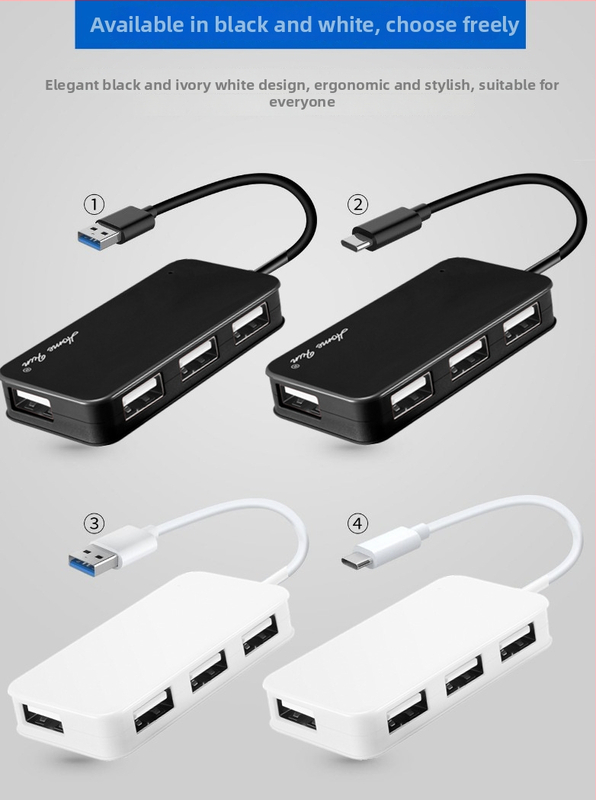 Homefun FL-H06 USB-C 4-portový docking hub pre notebook, rýchlosť 5 Gbps, USB 2.0 rozhranie, bez externého napájania