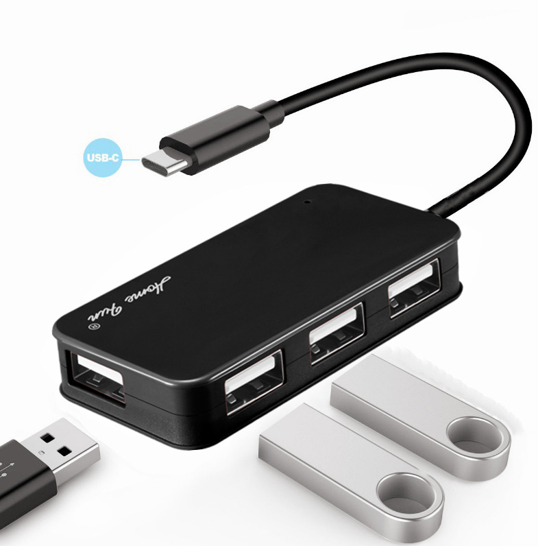 Homefun FL-H06 USB-C 4-portový docking hub pre notebook, rýchlosť 5 Gbps, USB 2.0 rozhranie, bez externého napájania