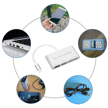 Stație de docking USB 3.0 cu cititor de carduri SD/TF, Type-C, 5 în 1, model T-693, transfer de 5 Gbps, alimentare externă