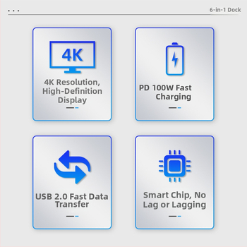Šesť v jednom USB-C dokovacia stanica s USB 2.0 rozhraním, prenos 480 MB/s, 15 cm kábel, bez externého napájania