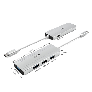 Type-C docking stanica s USB 3.0 hubom, 3 HDMI izlaza, 4K60Hz, aluminijsko kućište