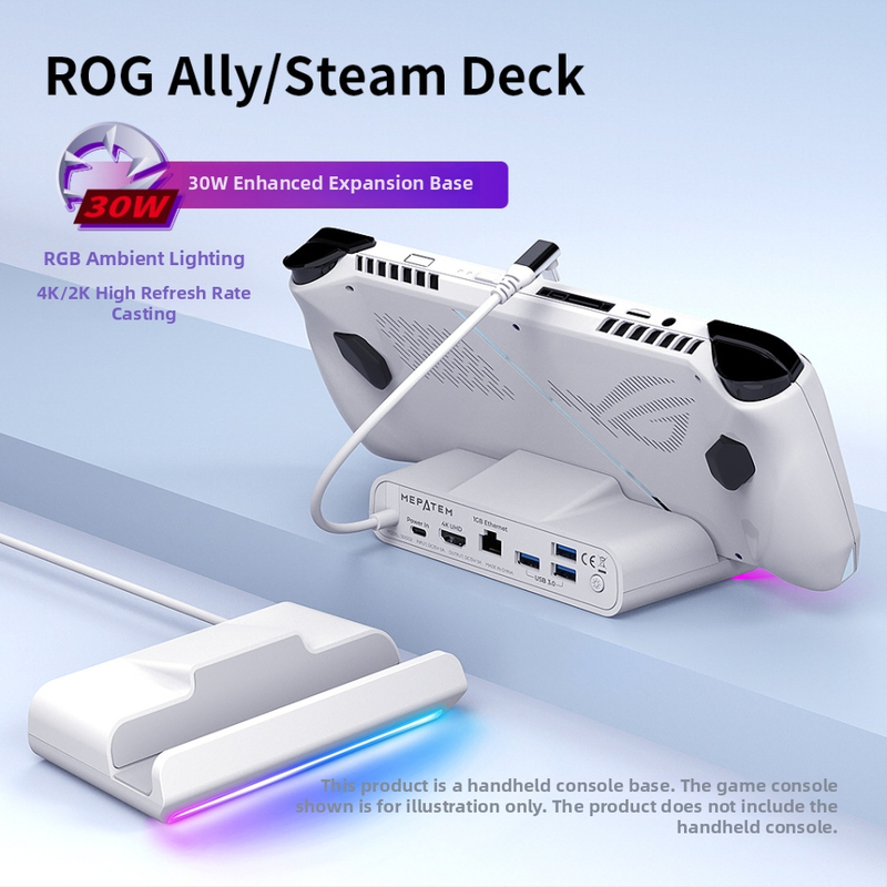 ROG prenosný RGB dock USB-C viacportový hub, 10 Gbps prenos, 26 cm kábel, bez externého napájania, podpora 1–6 portov