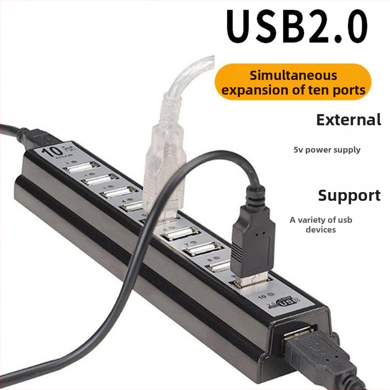 USB 2.0 hub s 10 portami (Model 362, Externé napájanie, kábel ~50 cm)