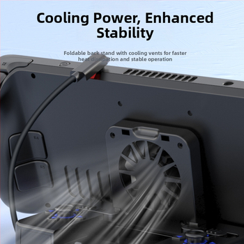 Dock Steam Deck s LED svetlom a ventilátorom, OTG USB hub s 4 portami, HDMI projekcia na TV, externé napájanie, 20 cm kábel