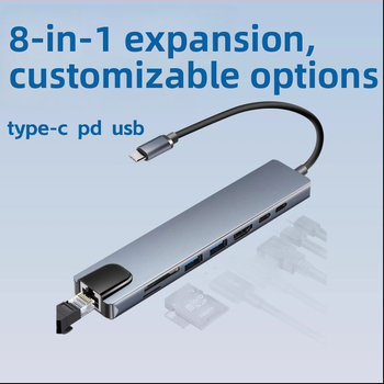 8-v-1 USB-C dokovacia stanica: USB 3.1, 5 Gbps, 15 cm kábel, bez externého napájania