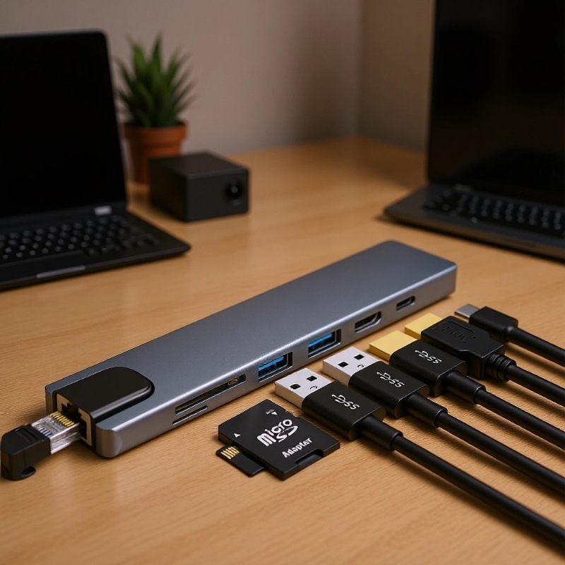 8-u-1 USB-C docking stanica: USB 3.1, do 5 Gbps, 15 cm kabel, bez napajanja