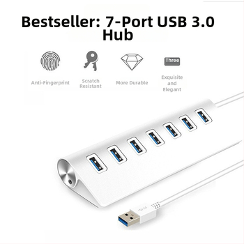 Hub USB 3.0 din aliaj de aluminiu, 7 porturi, 5 Gbps, alimentare externă