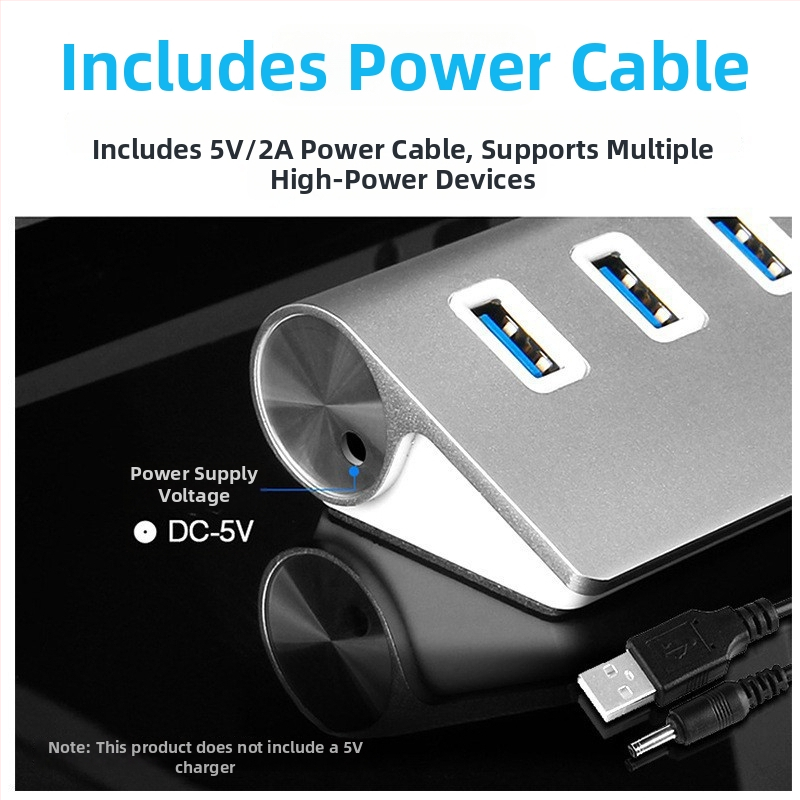 Hub USB 3.0 din aliaj de aluminiu, 7 porturi, 5 Gbps, alimentare externă