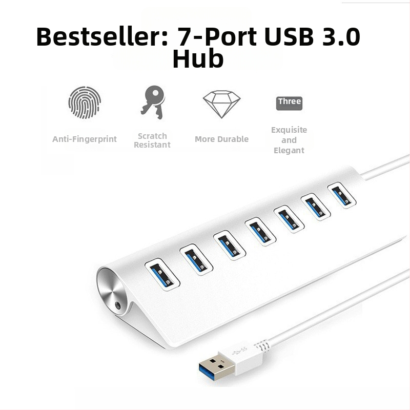 Hub USB 3.0 din aliaj de aluminiu, 7 porturi, 5 Gbps, alimentare externă