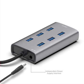 Willies USB 3.0 7-portos hub, 5 Gbps, tápellátás USB-n keresztül, 0,8 m kábel, alumíniumötvözet ház