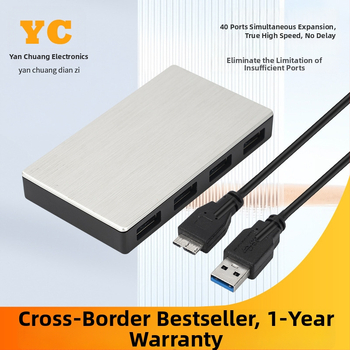 4-portni USB hub s plastičnim kućištem, USB-C sučelje, brzina prijenosa 5 Gbps