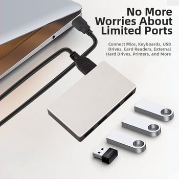 4-portni USB hub s plastičnim kućištem, USB-C sučelje, brzina prijenosa 5 Gbps