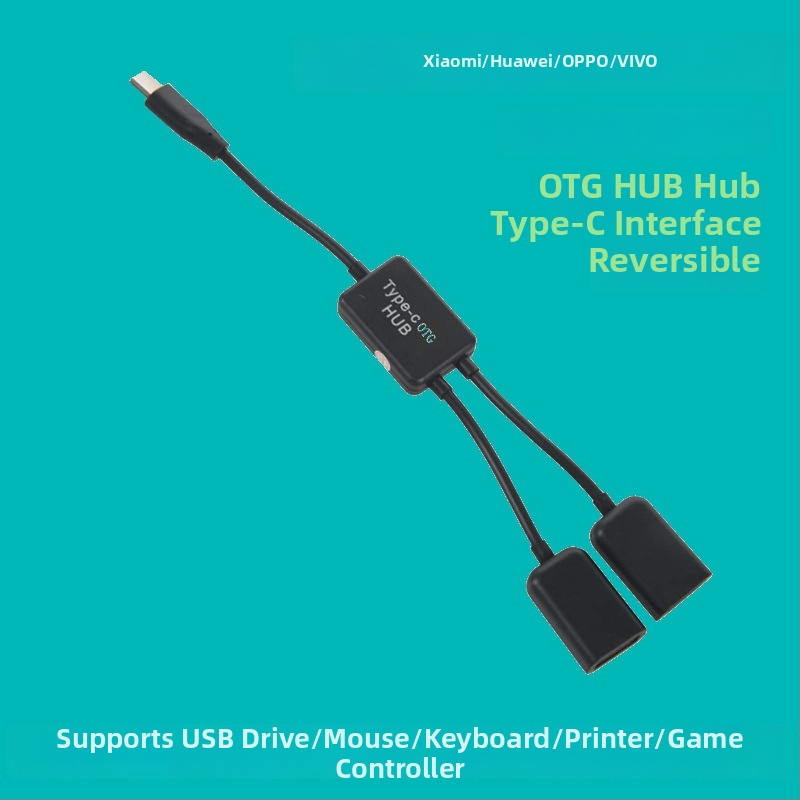 USB-C HUB GT-1019, OTG 3.1, rozbočovač 1 na 2, USB rozšírenie, bez externého napájania, rýchlosť prenosu približne 60 Mb/s