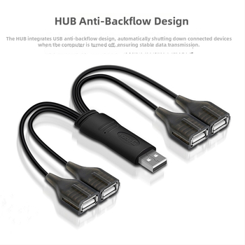 Autohub USB 4-portový, USB 2.0, 480 Mbps, kábel 0,2 m, napájanie zo zbernice