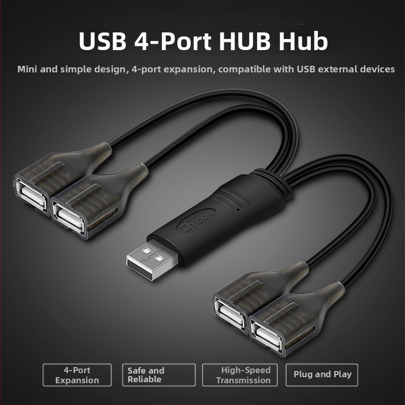Autohub USB 4-portový, USB 2.0, 480 Mbps, kábel 0,2 m, napájanie zo zbernice
