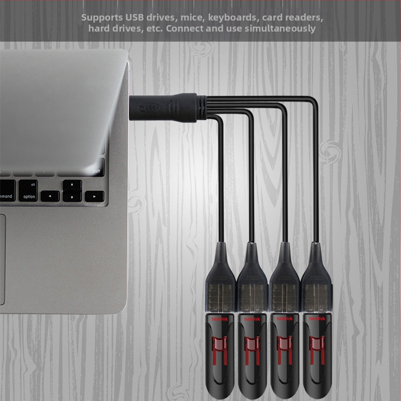 Autohub USB 4-portový, USB 2.0, 480 Mbps, kábel 0,2 m, napájanie zo zbernice