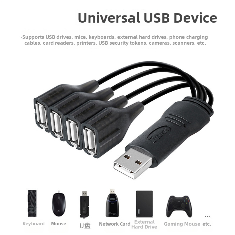 Autohub USB 4-portový, USB 2.0, 480 Mbps, kábel 0,2 m, napájanie zo zbernice