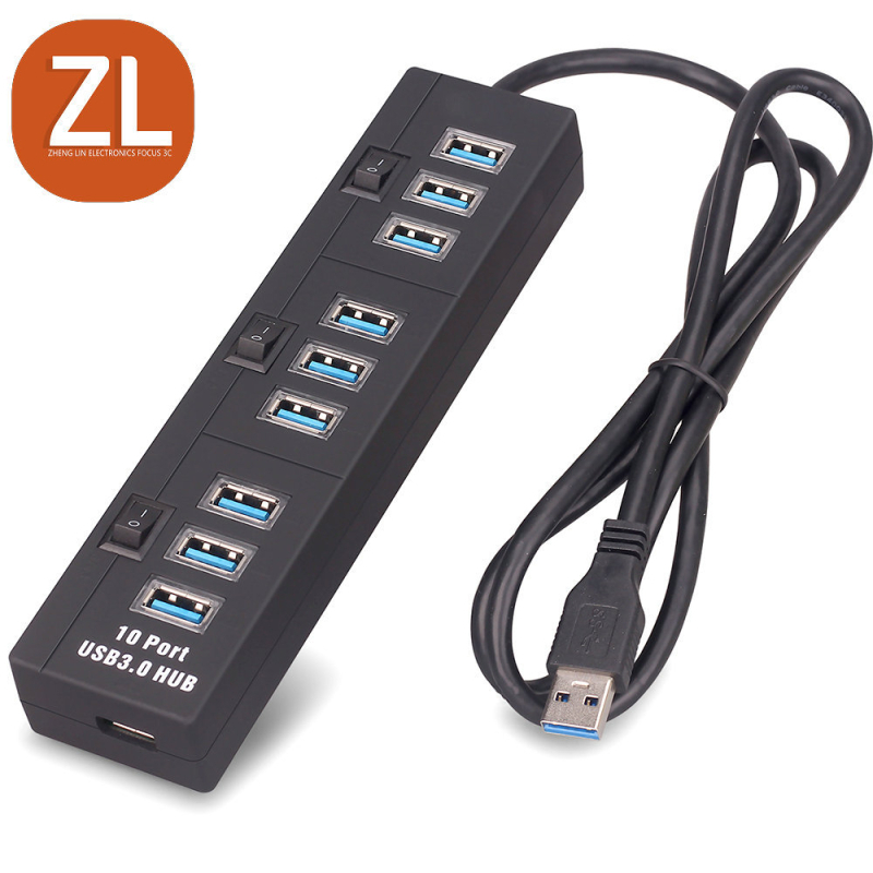 USB 3.0 hub s 10 porta, 5 Gbps, napajanje preko USB-a, spreman za privatnu marku