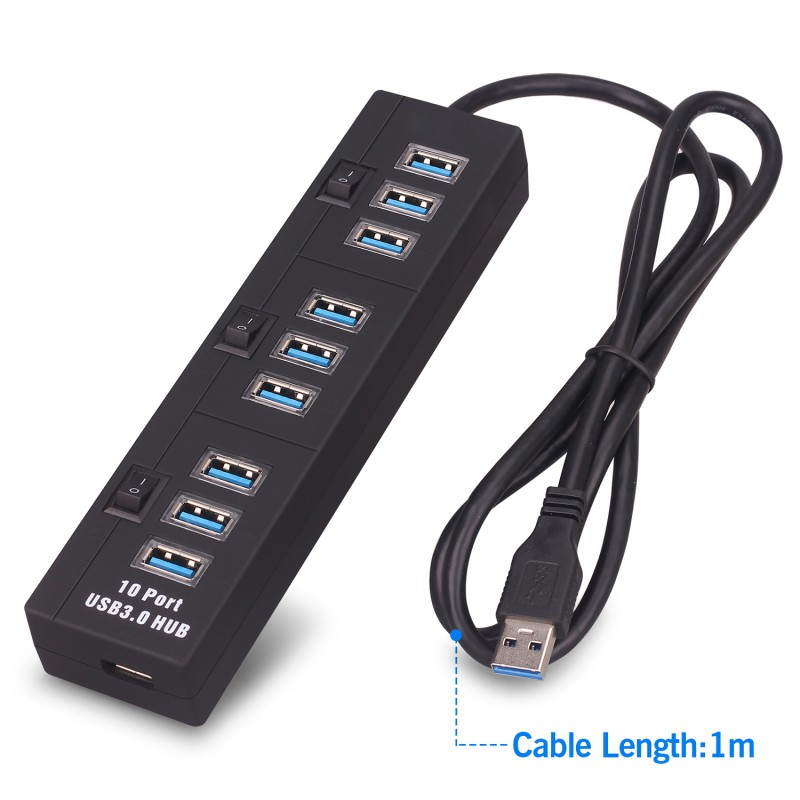 USB 3.0 hub s 10 porta, 5 Gbps, napajanje preko USB-a, spreman za privatnu marku