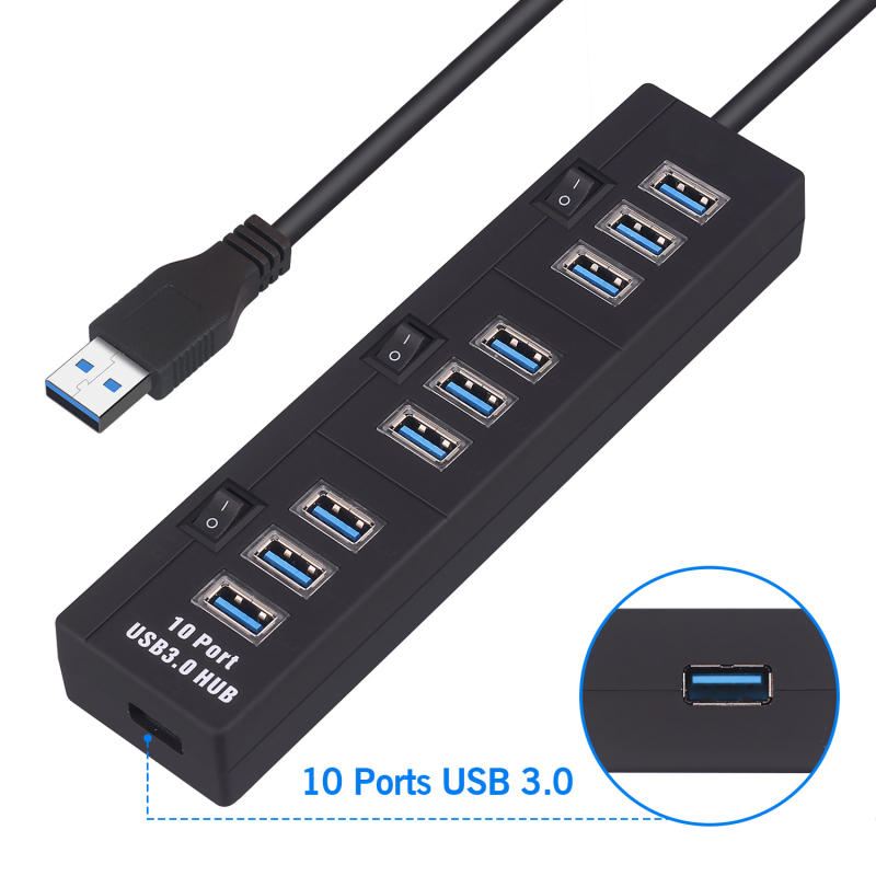 USB 3.0 hub s 10 porta, 5 Gbps, napajanje preko USB-a, spreman za privatnu marku