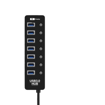 Hub USB 3.0 cu 7 porturi, comutatoare independente, model CH-207U3, viteză 5 Gbps, alimentare externă, cablu 0,6 m sau 1 m