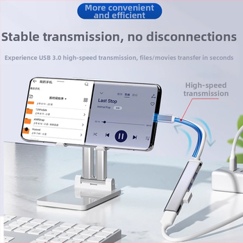 USB 3.0 hub s USB-C dokovacou stanicou pre desktop, notebook, telefón a tabletu – podpora klávesnice
