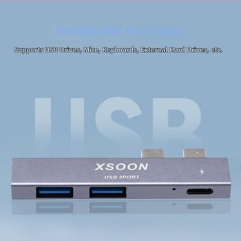 MacBook Pro / Air USB-C hub s PD nabíjaním, 1:3 rozbočovač, USB 2.0, hliníková zliatina