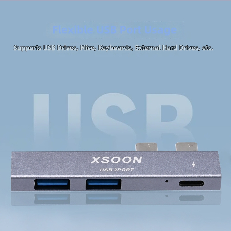 MacBook Pro / Air USB-C hub s PD nabíjaním, 1:3 rozbočovač, USB 2.0, hliníková zliatina