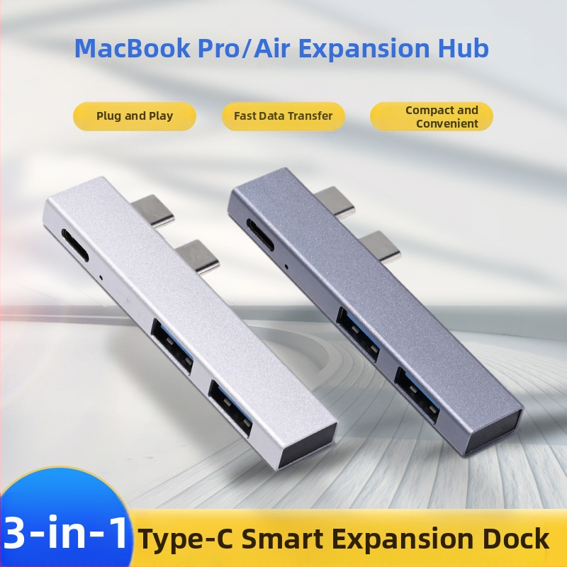 MacBook Pro / Air USB-C hub s PD nabíjaním, 1:3 rozbočovač, USB 2.0, hliníková zliatina